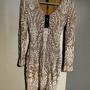 BCBG Maxazria “Morris” deco sequined V-Neck dress NWT